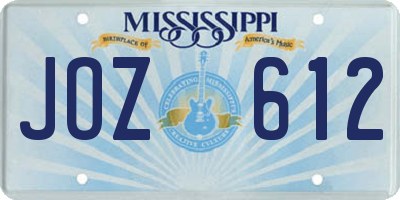 MS license plate JOZ612