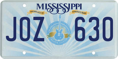 MS license plate JOZ630