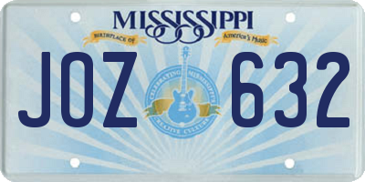 MS license plate JOZ632
