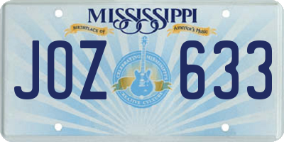 MS license plate JOZ633