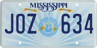 MS license plate JOZ634