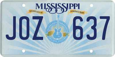 MS license plate JOZ637