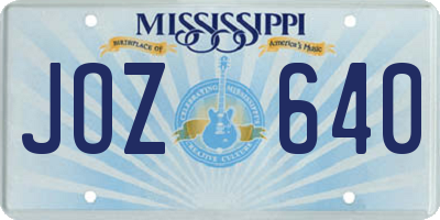MS license plate JOZ640