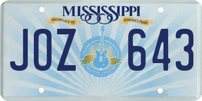 MS license plate JOZ643