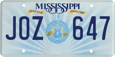 MS license plate JOZ647