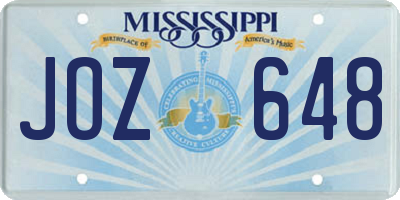 MS license plate JOZ648