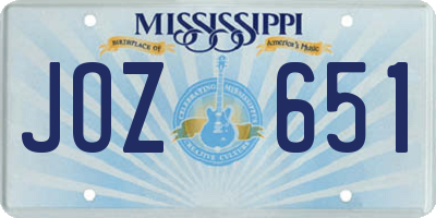 MS license plate JOZ651