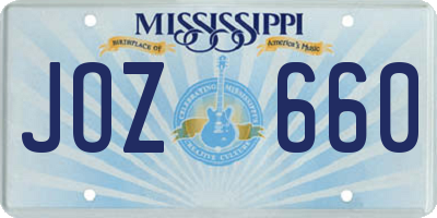 MS license plate JOZ660