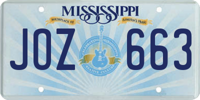 MS license plate JOZ663