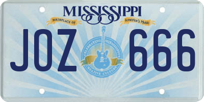 MS license plate JOZ666