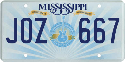 MS license plate JOZ667