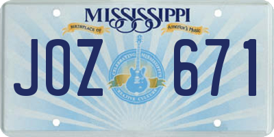 MS license plate JOZ671