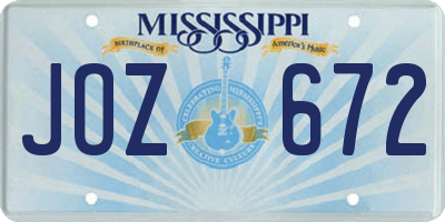MS license plate JOZ672