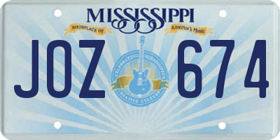 MS license plate JOZ674