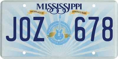 MS license plate JOZ678