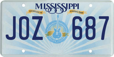 MS license plate JOZ687