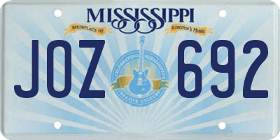 MS license plate JOZ692
