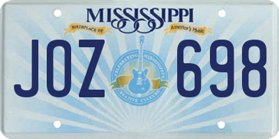 MS license plate JOZ698