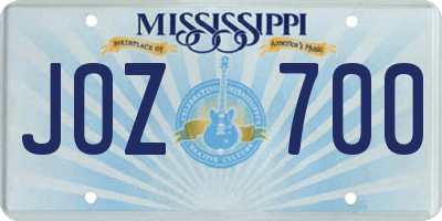 MS license plate JOZ700