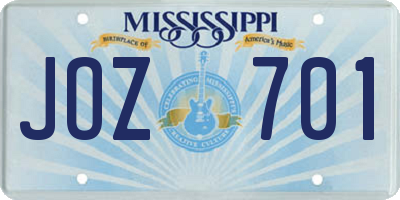 MS license plate JOZ701