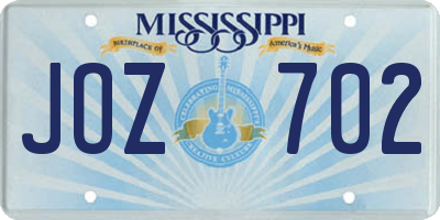 MS license plate JOZ702