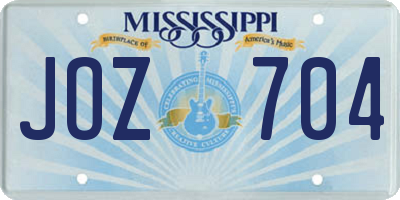 MS license plate JOZ704