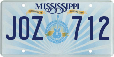 MS license plate JOZ712