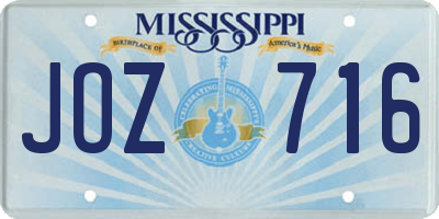 MS license plate JOZ716