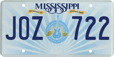 MS license plate JOZ722