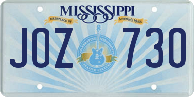 MS license plate JOZ730