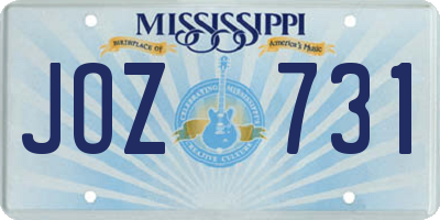 MS license plate JOZ731