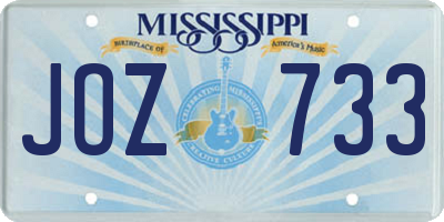 MS license plate JOZ733