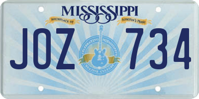 MS license plate JOZ734