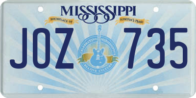 MS license plate JOZ735