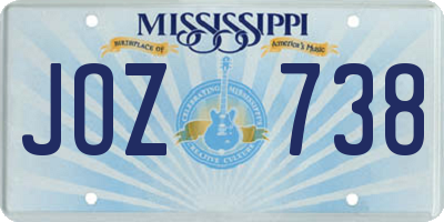 MS license plate JOZ738