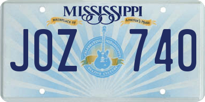 MS license plate JOZ740
