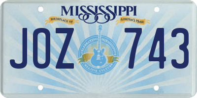 MS license plate JOZ743