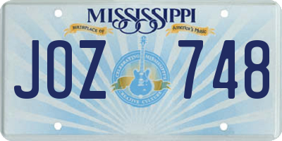 MS license plate JOZ748