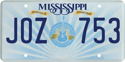 MS license plate JOZ753