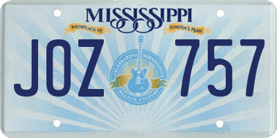 MS license plate JOZ757