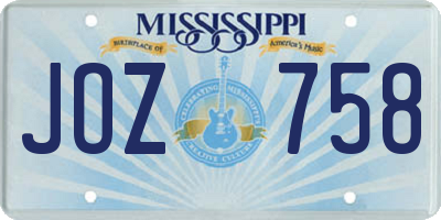 MS license plate JOZ758