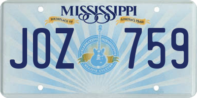 MS license plate JOZ759