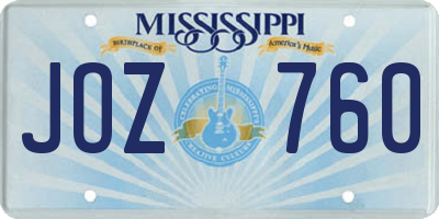 MS license plate JOZ760