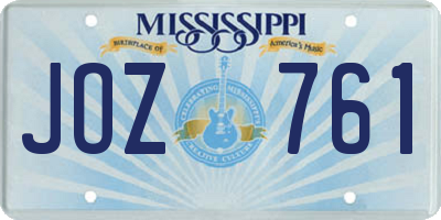 MS license plate JOZ761