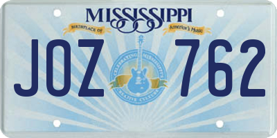 MS license plate JOZ762