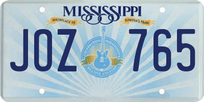 MS license plate JOZ765