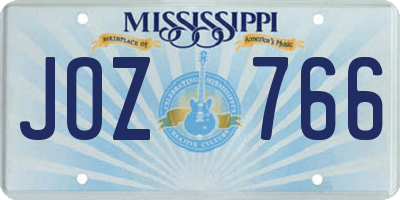 MS license plate JOZ766