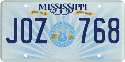 MS license plate JOZ768