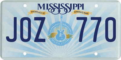 MS license plate JOZ770