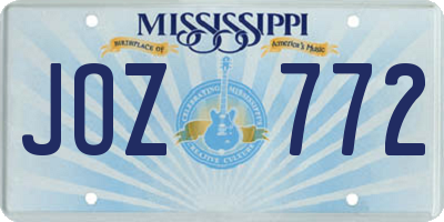 MS license plate JOZ772